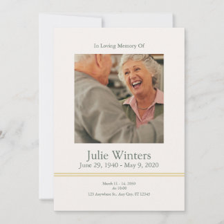 Plantilla de Invitación a Funeral – Beige y Verde