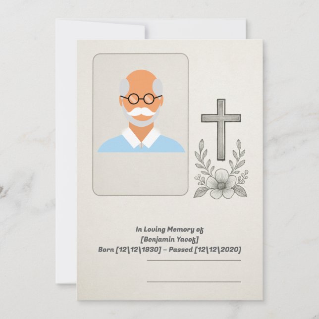 Plantilla de invitación a funerales cristianos ele (Anverso)