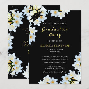 Plantilla de invitación a graduación de Black Lily