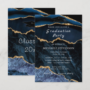 Plantilla de invitación a graduación de mármol de