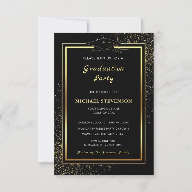 Plantilla de invitación a graduación de Purpurina  (Anverso)