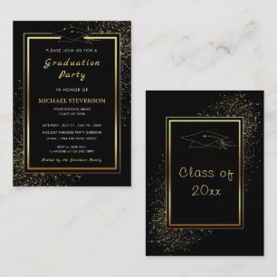 Plantilla de invitación a graduación en negro de o