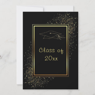 Plantilla de invitación a graduación en negro de o