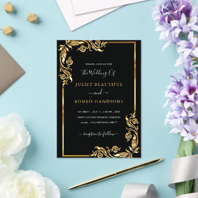Plantilla de invitación a la boda acrílica de oro  (Insitu (Boda))