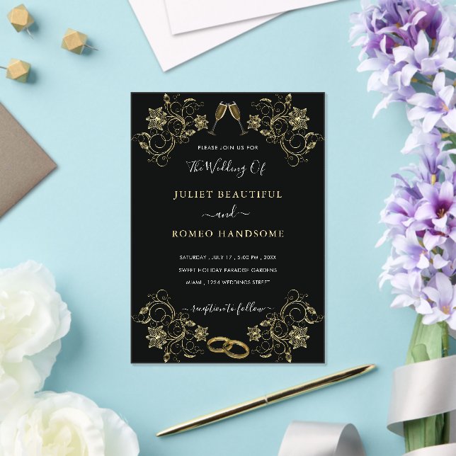 Plantilla de invitación a la boda acrílica de oro  (Insitu (Boda))