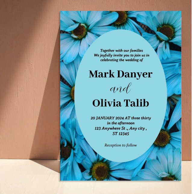 Plantilla de invitación a la boda azul elegante (Subido por el creador)