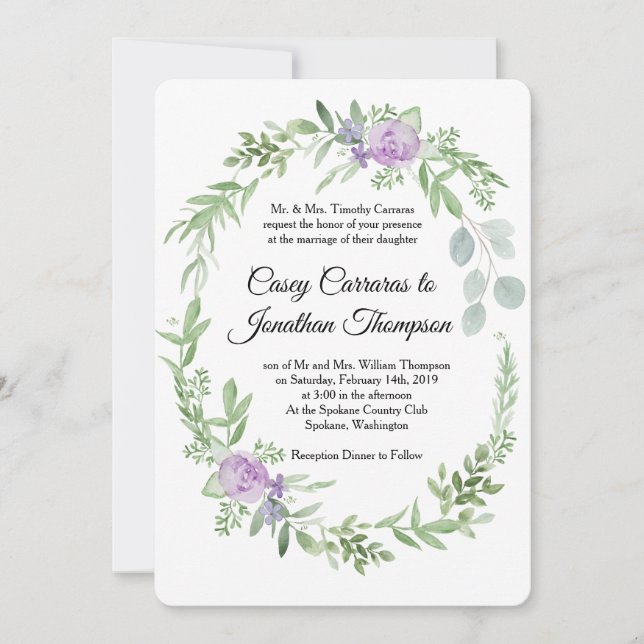 Plantilla de invitación a la boda de ecología y la (Anverso)