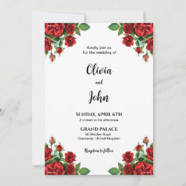 Plantilla de invitación a la boda de flor de Rosa,