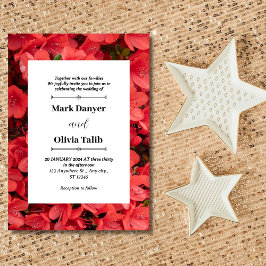 Plantilla de invitación a la boda de la mesa roja 