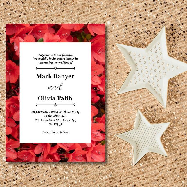 Plantilla de invitación a la boda de la mesa roja  (Subido por el creador)
