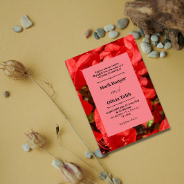 Plantilla de invitación a la boda de la mesa roja 