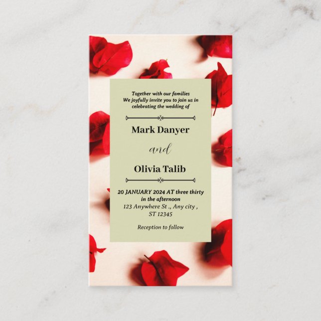 Plantilla de invitación a la boda de la mesa roja  (Anverso)