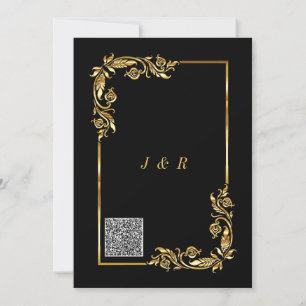 Plantilla de invitación a la boda de oro negro con