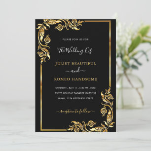Plantilla de invitación a la boda de oro negro per