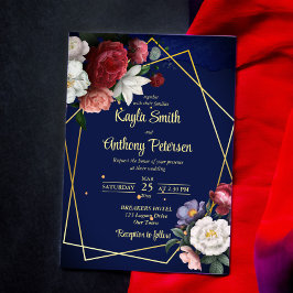 Plantilla de invitación a la boda de rosas burdeos