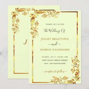 Plantilla de invitación a la boda del marco floral