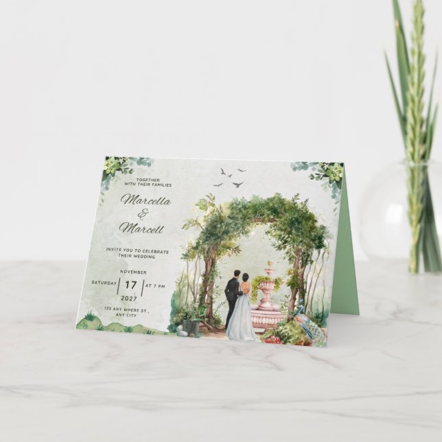 Plantilla de invitación a la boda floral elegante (Anverso)