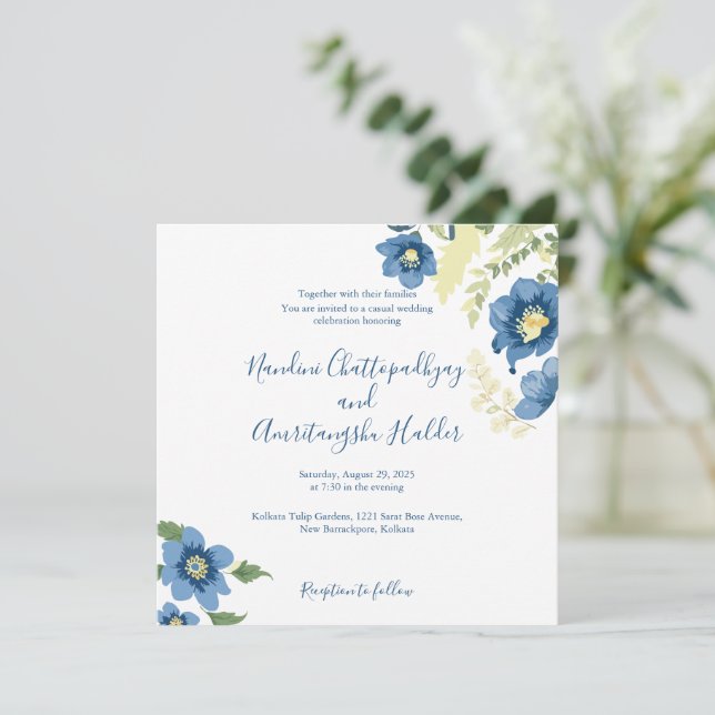 Plantilla de invitación a la boda Minimalista eleg (Anverso de pie)