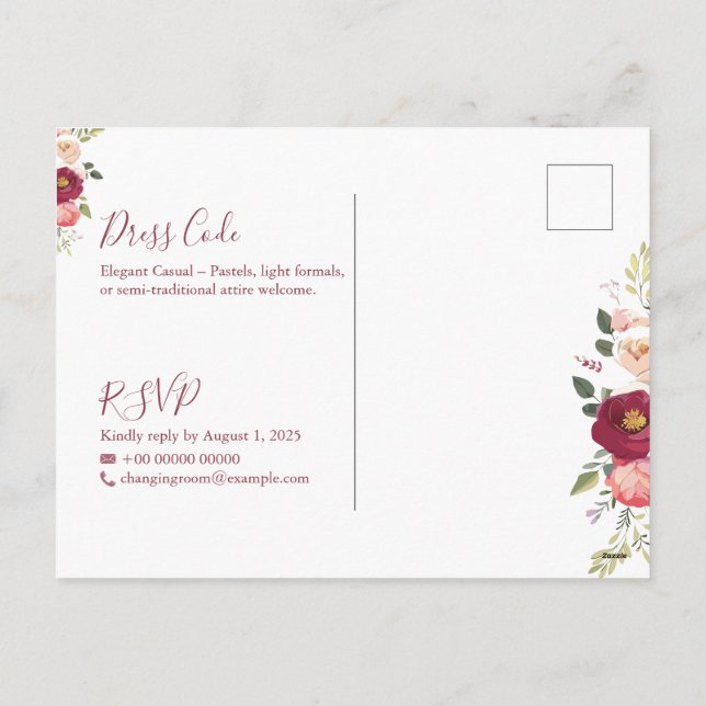 Plantilla de invitación a la boda Minimalista eleg (Reverso)