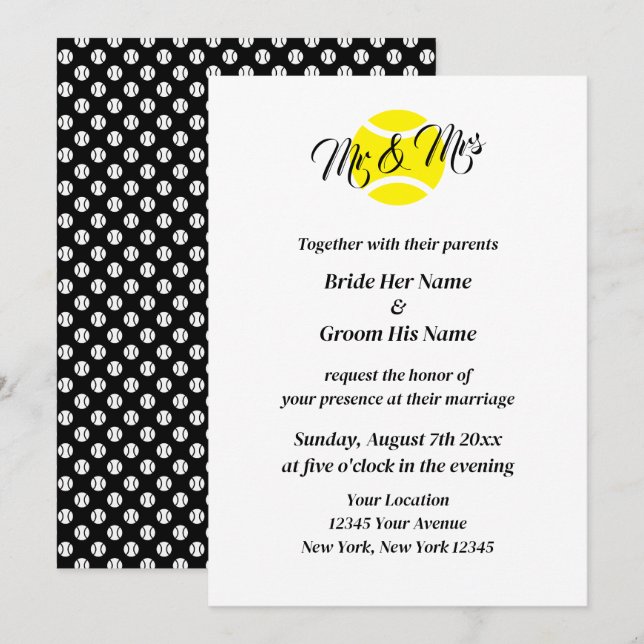 Plantilla de invitación a la boda para el tema del (Anverso / Reverso)