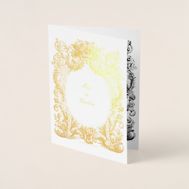 Plantilla de invitación a la boda rococó barroca (Anverso)