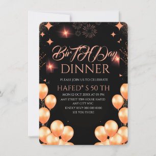 Plantilla de invitación a la cena de cumpleaños di
