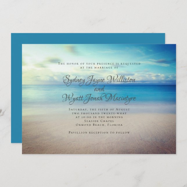 Plantilla de invitación a la ceremonia de matrimon (Anverso / Reverso)