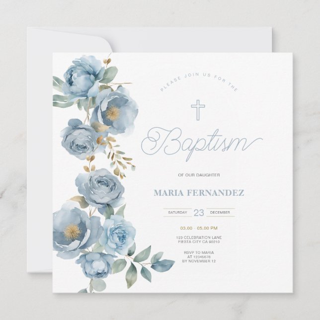 Plantilla de invitación a la cristiandad azul (Anverso)