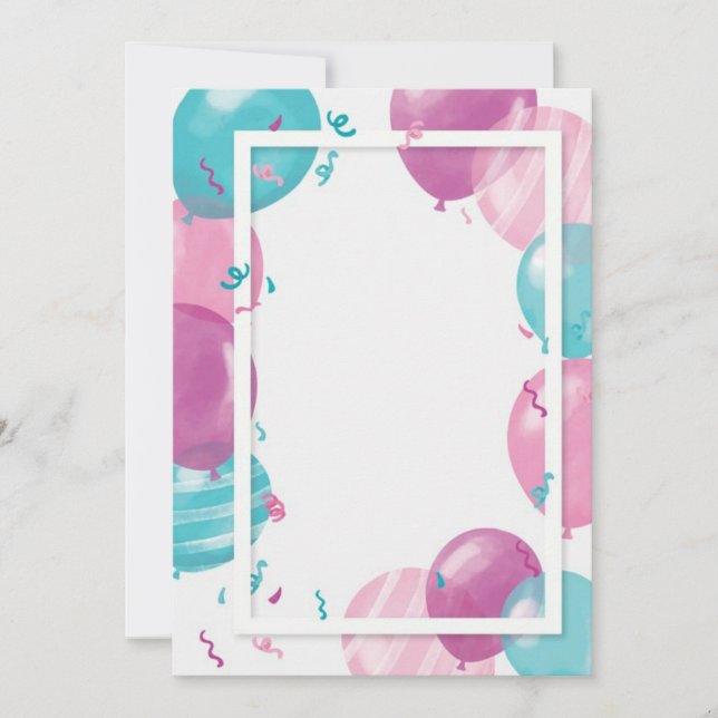 Plantilla de invitación a la ducha de bebé globos (Anverso)