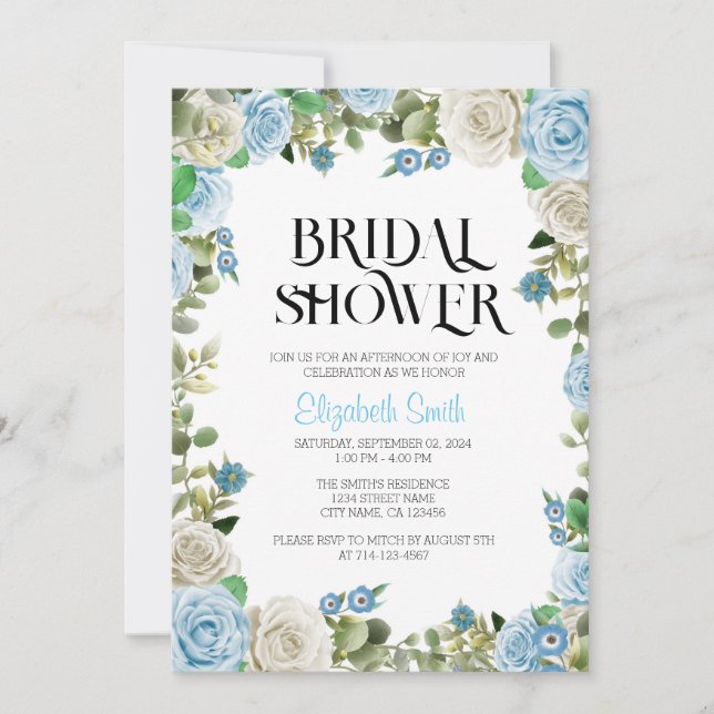 Plantilla de invitación a la ducha de novia con fl (Anverso)
