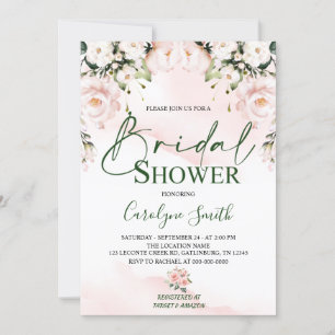 Plantilla de invitación a la ducha de novia rosa R