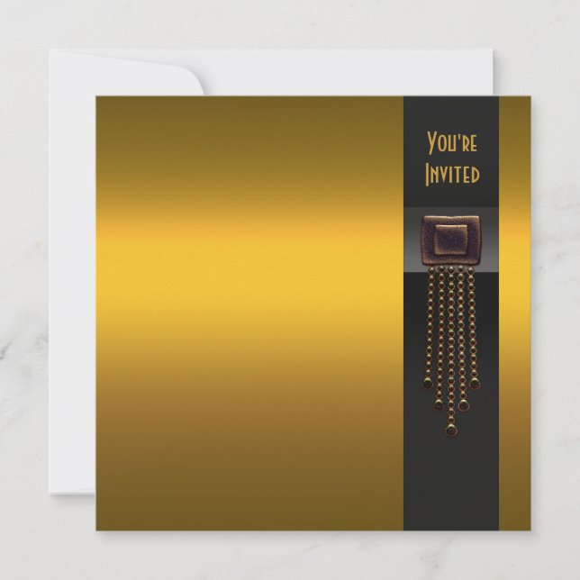 Plantilla de invitación a la fiesta Art Deco de Or (Anverso)