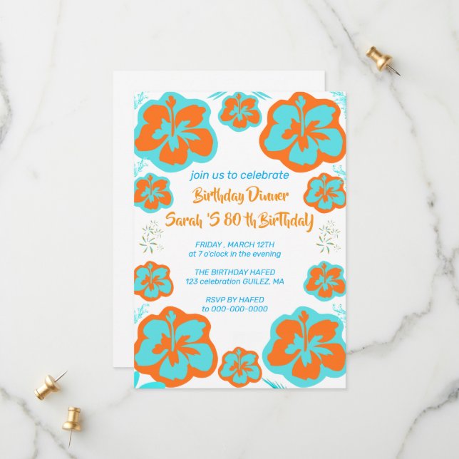 Plantilla de invitación a la fiesta de cumpleaños  (Anverso/Reverso In Situ)