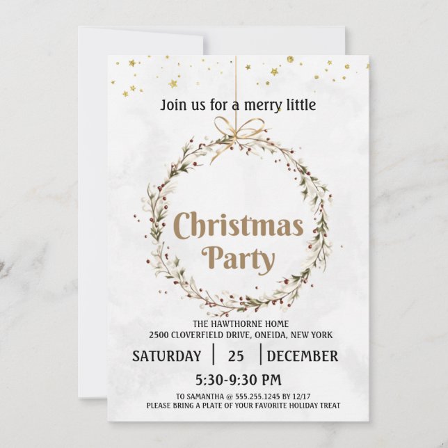 Plantilla de invitación a la fiesta de Navidad JOY (Anverso)