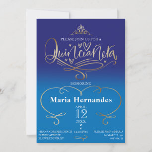 Plantilla de invitación a la quinceañera azul real
