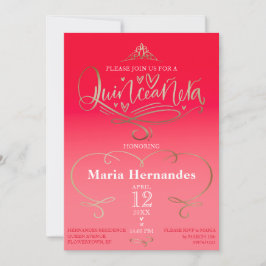 Plantilla de invitación a la quinceañera rosada ro