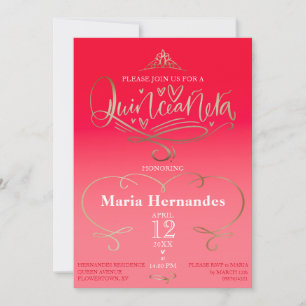Plantilla de invitación a la quinceañera rosada ro