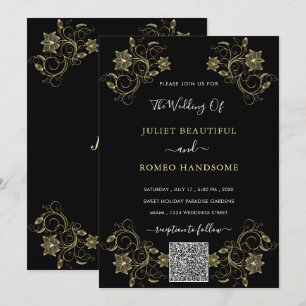 Plantilla de invitación a matrimonio de código QR