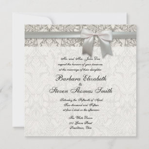Plantilla de invitación a matrimonio de encaje ant