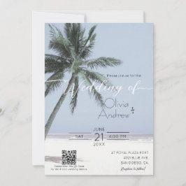 Plantilla de invitación a matrimonio de palmeras c