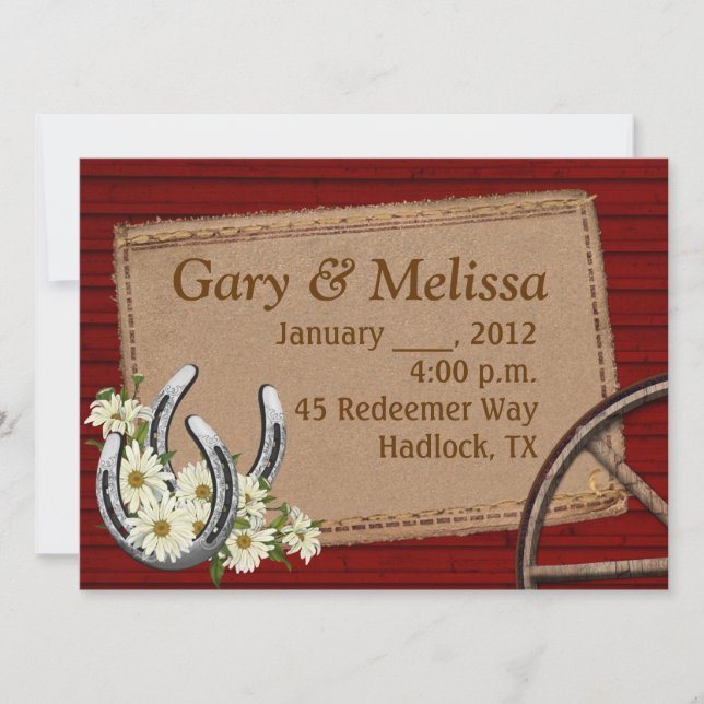 Plantilla de invitación a matrimonio occidental de (Anverso)