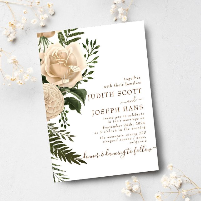 Plantilla de invitación a matrimonio Rosa de amor  (Subido por el creador)