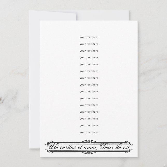 Plantilla de invitación a matrimonio Ubi Caritas e (Anverso)