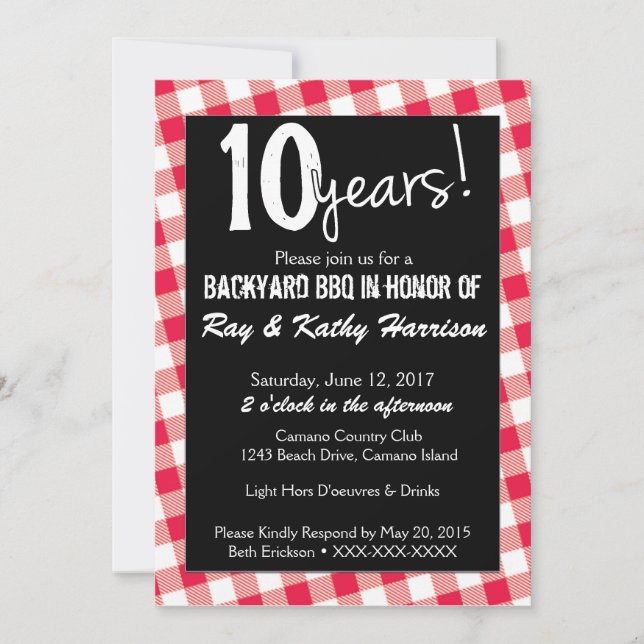 Plantilla de invitación al aniversario de picnic d (Anverso)