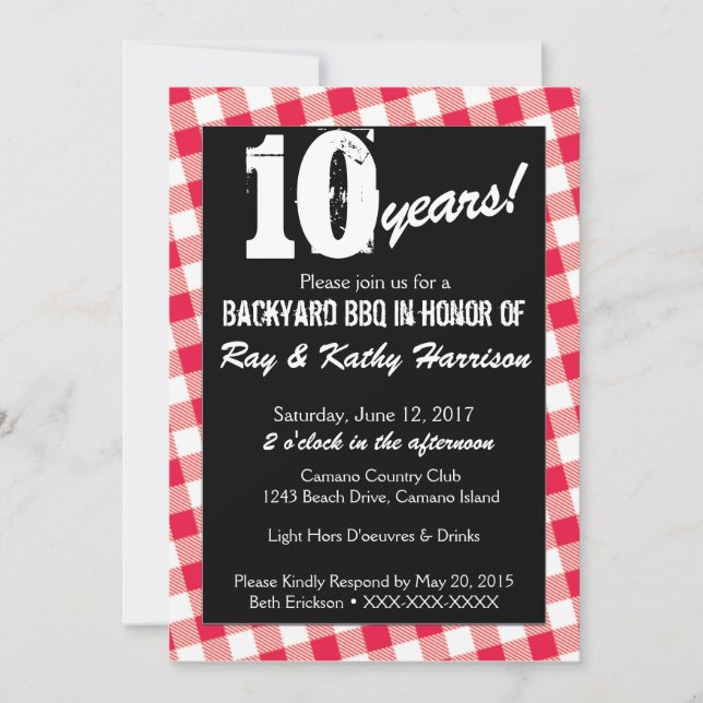 Plantilla de invitación al aniversario de picnic d (Anverso)