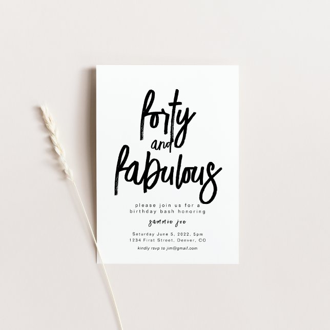 Plantilla de invitación al cumpleaños 40 y fabulos (Subido por el creador)