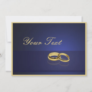 Plantilla de invitación azul de anillos bodas