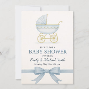 Plantilla de invitación Baby Shower azul elegante