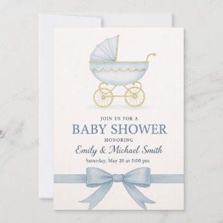 Plantilla de invitación Baby Shower azul elegante
