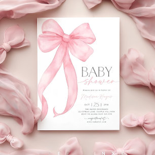 Plantilla de invitación Baby Shower de color rosa